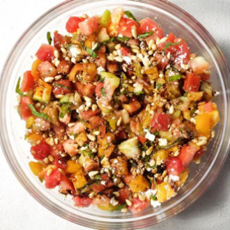 Watermelon and Tomato Salad with Feta Cheese
